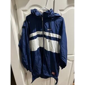 Vintage Nike Team Sports Windbreaker Jacket Blue White Hooded Mens L USA 90s